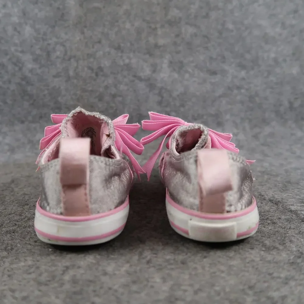 Converse Shoes Infant 7 Sneakers Pink Bow Hook N Loop Strap Baby Girl Casual